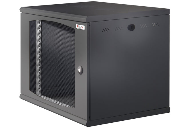 Armadio Rack 19'' a muro 10U sezione unica P 500mm Porta Grigliata Nero