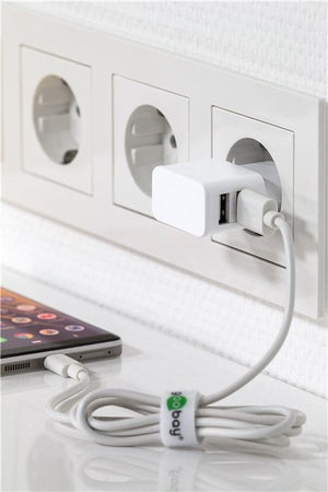 Caricatore da Muro 2 porte USB-A Slim Design 12W Bianco