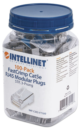 Confezione 100 Plug modulari RJ45 passanti Cat5e FastCrimp