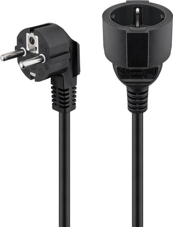 Cavo Alimentazione Schuko Maschio Angolato / Femmina 10m Nero