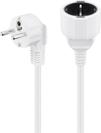 Cavo Alimentazione Schuko Maschio Angolato / Femmina 5m Bianco
