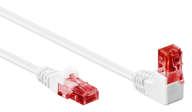 Cavo di rete Patch Connettore Angolato 90° CCA Cat.6 UTP 0,25m Bianco