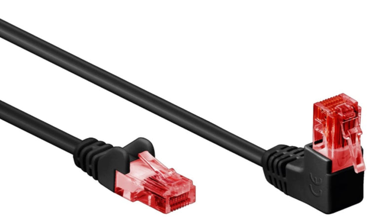 Cavo di rete Patch Connettore Angolato 90° CCA Cat.6 UTP 1m Nero