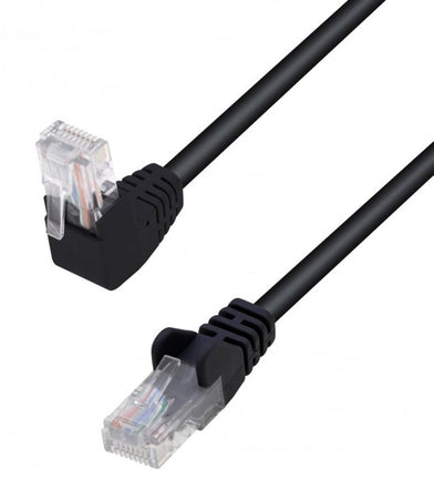 Cavo di Rete Patch Connettore Angolato 90° CCA Cat. 5E UTP 1m Nero