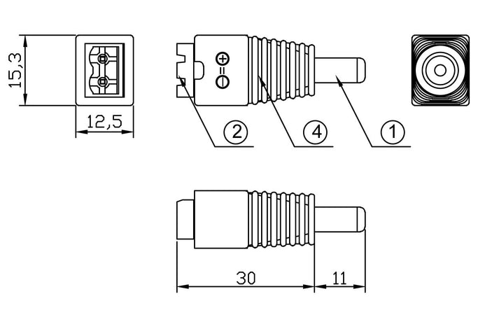 Adattatore Plug DC 2.5x5.5 mm Maschio Terminal Block 2 pin