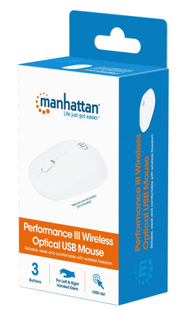 Mouse Ottico USB Wireless Performance III Bianco