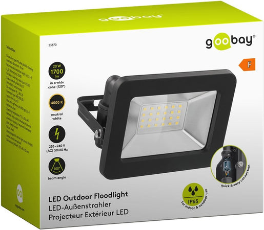 Faretto LED da Esterno IP65 20W Nero