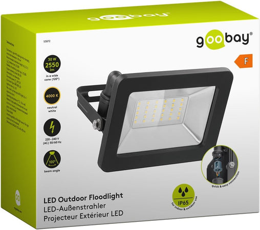 Faretto LED da Esterno IP65 30W Nero