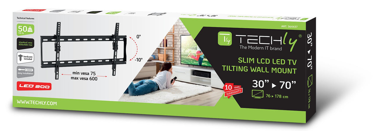 Staffa a Muro Inclinabile TV LED LCD 30-70'' Nero