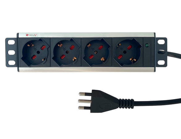 Multipresa Universale 4 Posti da Rack 10'' Spina Italiana 1,5U