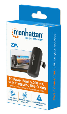 Power Bank PD 5000 mAh con Presa USB-C&trade Integrata 20W Nero