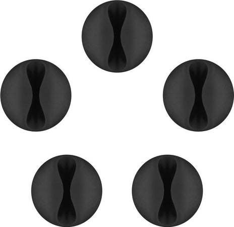 Set Fermacavo Adesivi da Scrivania Nero