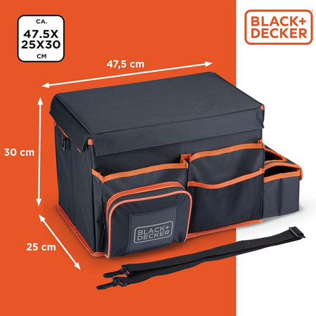 Black+Decker Borsa Organizer Bagagliaio Auto con Tracolla e Porta bevande