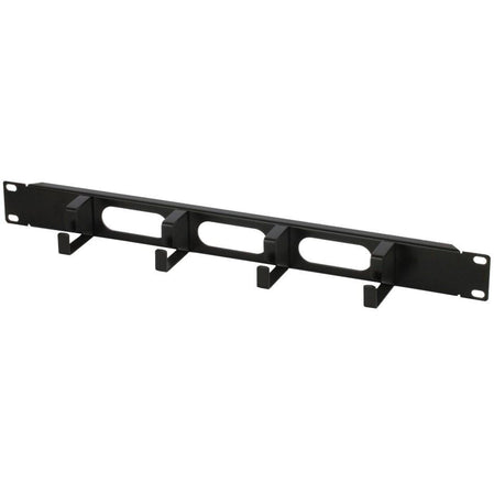 Pannello Passacavi 4 Anelli Corti in Metallo 3 Fori 1U Nero