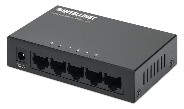 Switch Hub ethernet 10/100Mbps 5 porte desktop in metallo