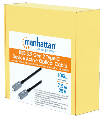 Cavo Ottico Attivo Dati e Video USB 3.2 Gen 2 USB-C&trade M/M Fibra Ottica 4K 7,5 m