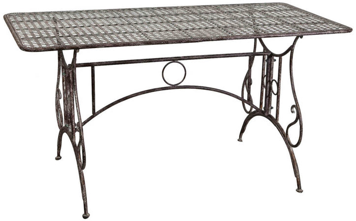 Biscottini Tavolo in ferro battuto smontabile finitura ruggine anticata 150x80x77 cm