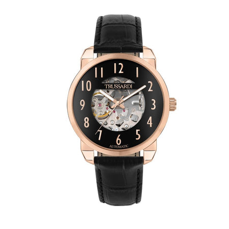 Orologio TRUSSARDI uomo T-city Automatico pelle nero / oro rosa