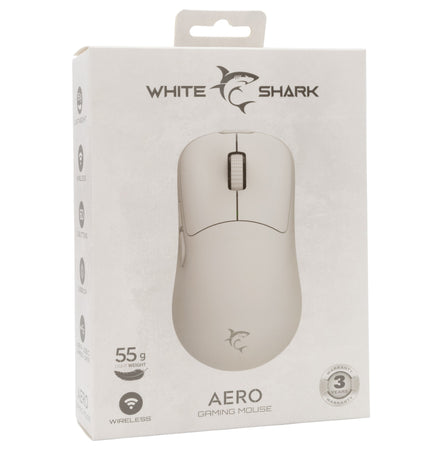 Mouse Ottico Gaming Wireless USB-C&trade 6400 dpi Bianco, AERO
