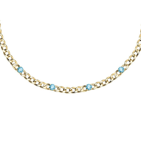 Collana MORELLATO donna Poetica acciaio dorato / cristalli blu