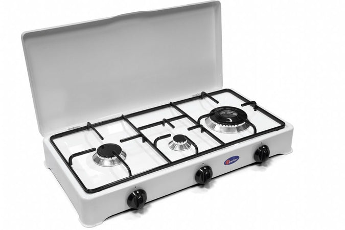 Fornello a gas 3 fuochi Gpl / Metano DOPPIA CORONA CFPARKER Mod. 5328GP/C