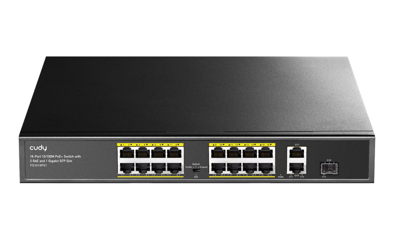 Switch PoE+ 10/100M a 16 Porte con 2GbE e 1 Porta SFP, FS1018PS1
