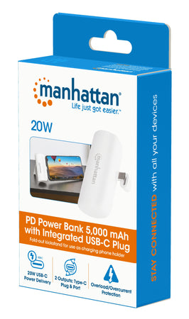 Power Bank PD 5000 mAh con Presa USB-C&trade Integrata 20W Bianco