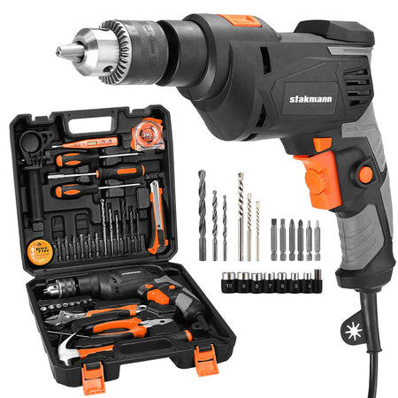 Valigetta Attrezzi 35pz Fai da Te con Trapano Elettrico a Percussione 710W 0-3000rpm