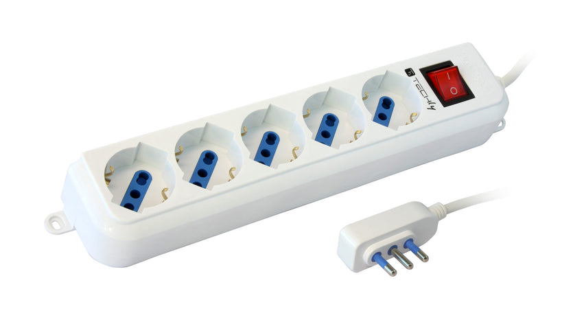 Multipresa 5 Posti Italiana Bipasso / Schuko Spina Angolata