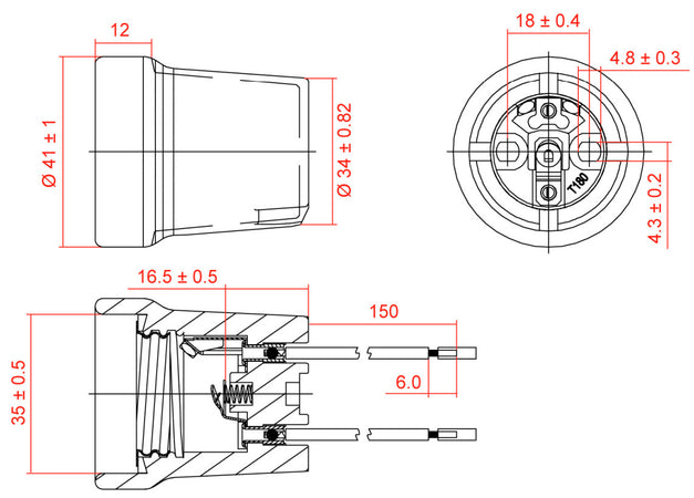 Portalampada E27 in Ceramica con Doppio Cavo