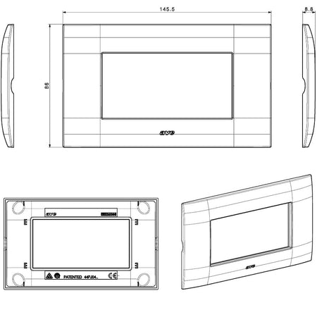 Placca Serie YOUNG 44 per Scatola Rettangolare 4 Moduli Bianco