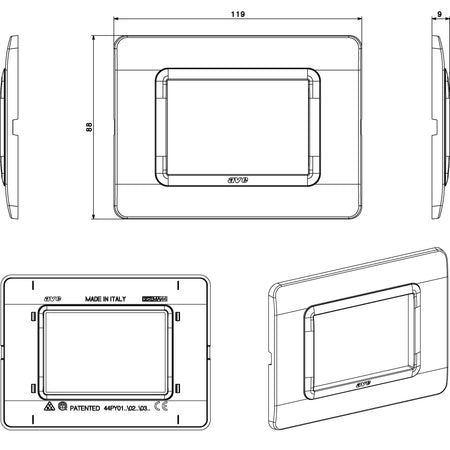 Placca Tecnopolimero S44 3 Moduli Grigio