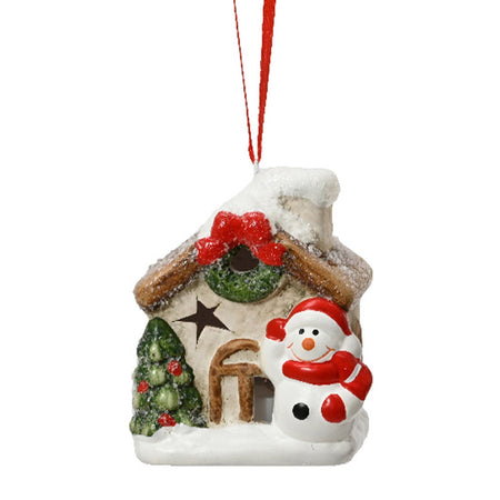 Pendaglio casa di babbo natale e del pupazzo di neve decorazione natalizia