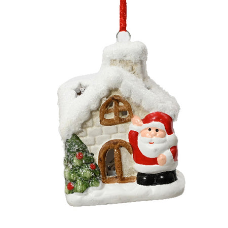 Pendaglio casa di babbo natale e del pupazzo di neve decorazione natalizia