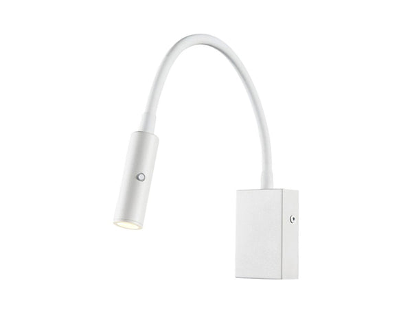 Applique Lampada Led Da Parete Hotel Per Lettura 3W 3000K Braccio Flessibile Carcassa Bianca SKU-211486