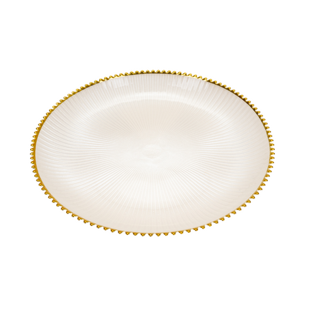Piatto decorato con Bordo Oro centrotavola in vetro per tavola natalizia da 31 cm