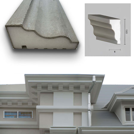 €13,99ml-***-STOCK-***.-Pacco-da-20ml-di-cornice-decorativa-in-XPS-Resinata-per-esterno-13,5x6x200cm-PD079