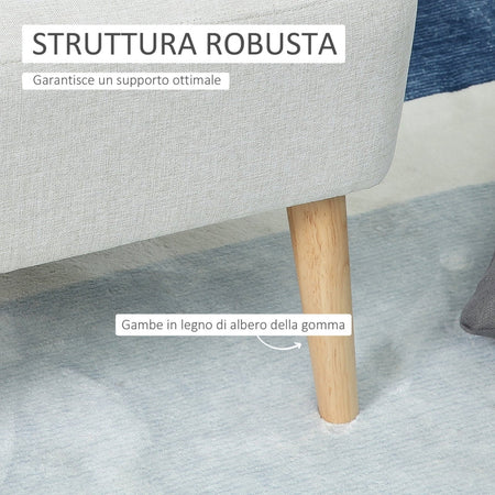Poltrona Imbottita per Soggiorno e Sala pranzo in Stile Nordico, Poltroncina da Camera in Tessuto e Gambe in Legno - Bianco sedia salotto ufficio studio F839-189A