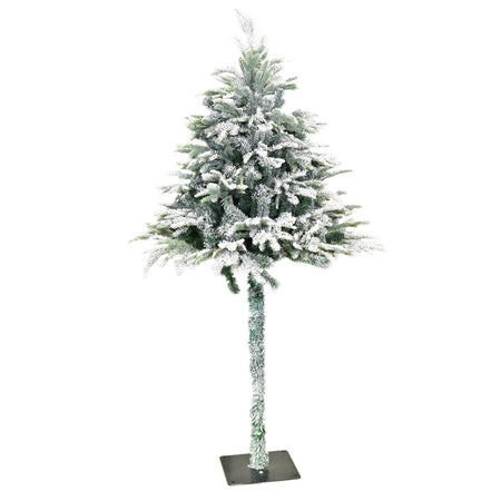 Albero di natale innevato con tronco, in PE Effetto Real Touch + Flock h 180 cm