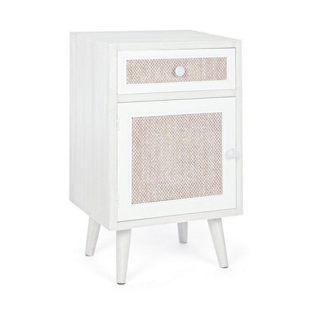 Comodino "Montiel" per camera, struttura in Mdf, Pomelli In Metallo