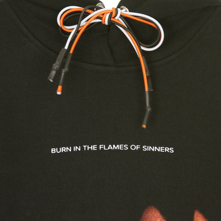 IHS Felpa Leggera Cappuccio Uomo Flames Black da uomo