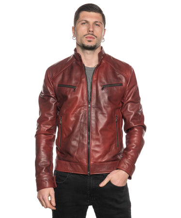 U06 - Giacca Uomo Bordeaux in vera pelle
