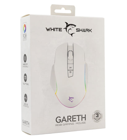 Mouse Ottico Gaming LED RGB con Cavo USB 6400 dpi Bianco, GARETH