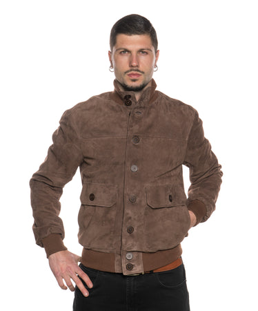 Polo Uomo - Bomber Cuoio in vera pelle camoscio