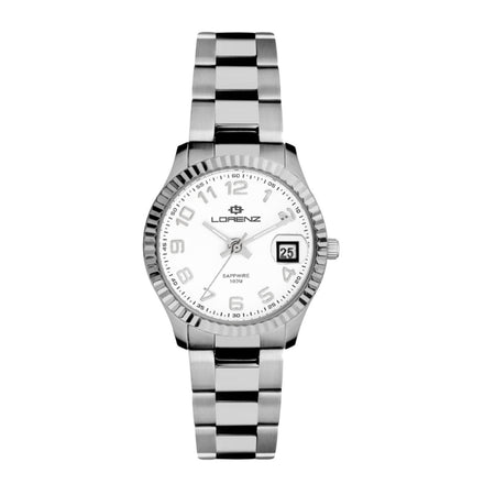 Orologio LORENZ donna Ginevra datario acciaio / bianco