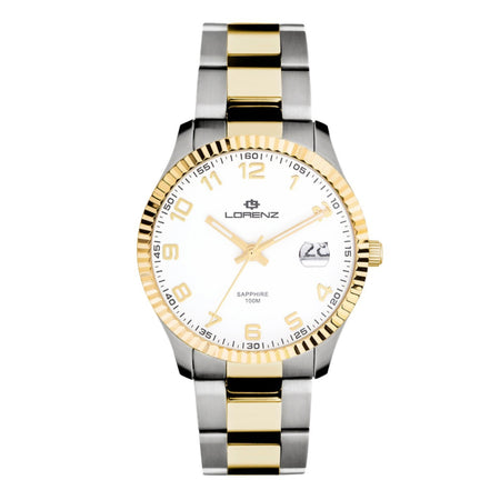 Orologio LORENZ uomo Ginevra datario bicolore / bianco