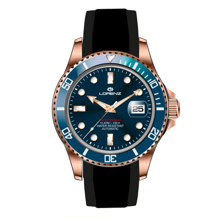Orologio LORENZ uomo Submarine automatico gomma nero / blu