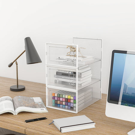 Set 6 Scatole Portascarpe Impilabili Salvaspazio Trasparente 33.5x23x14.5cm