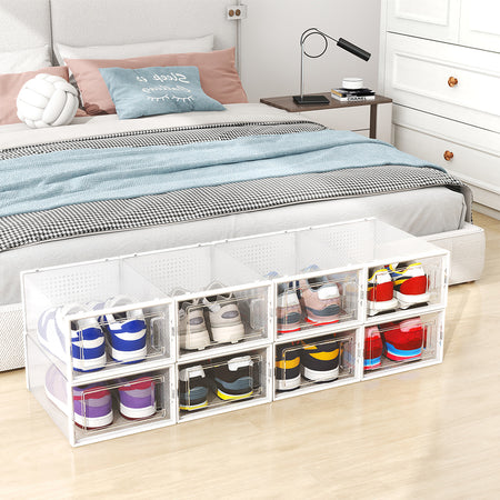 Set 6 Scatole Portascarpe Impilabili Salvaspazio Trasparente 33.5x23x14.5cm