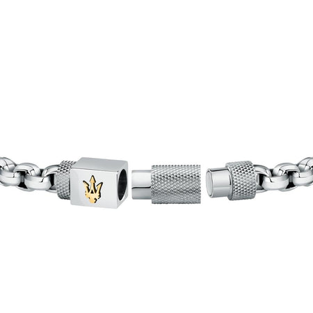 Bracciale MASERATI uomo Logo acciaio con logo dorato